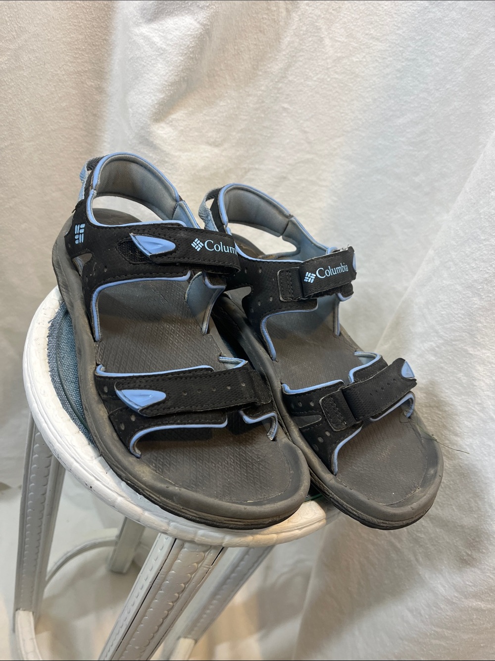 Columbia Black and Light Blue Adjustable Sport Sandals